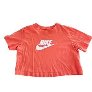 Nike Crop Tee Women Coral Orange Teens Size L Pre-Owned